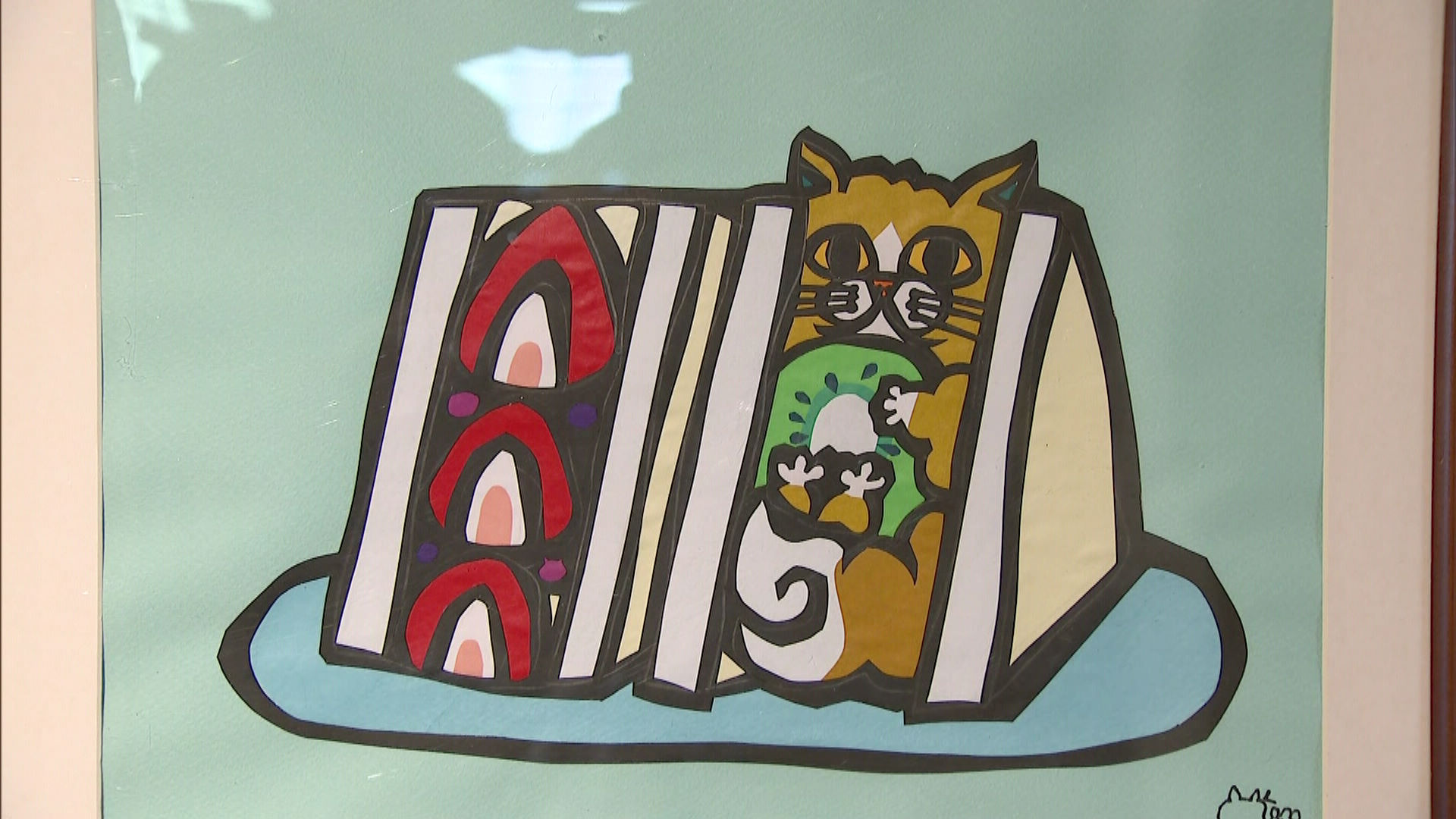 手描きアート作品 にっこりくん ネコをもっと好きになってほしい」小学生切り絵クリエイターKENくんが