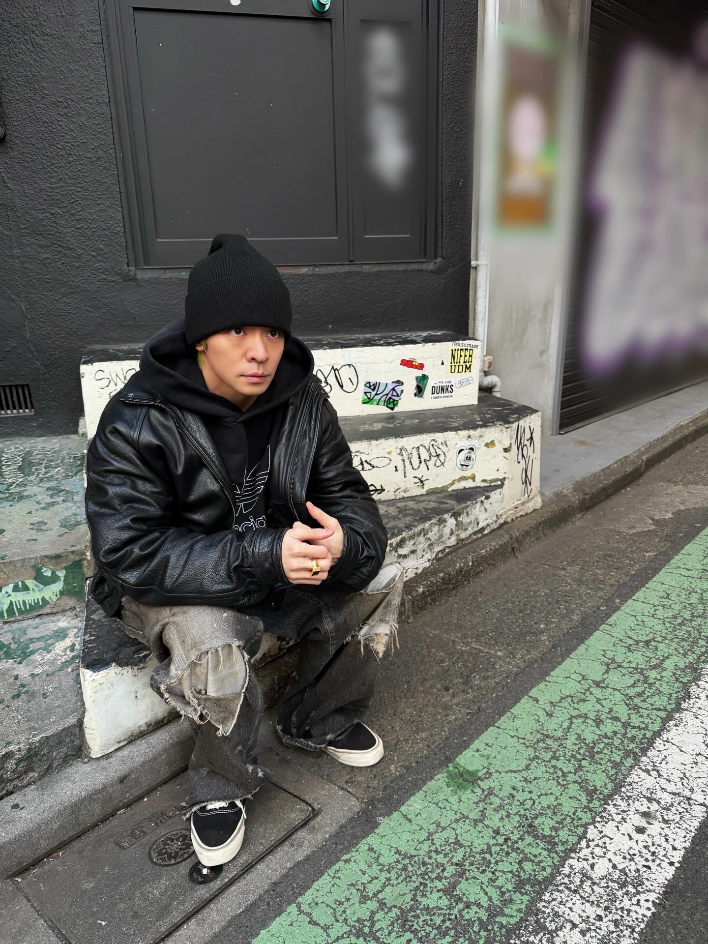 Supreme ブラック ビーニー　Number_i 岸優太着用 Number_i ・岸優太 】「センターGUY」路地裏からスクランブル交差点