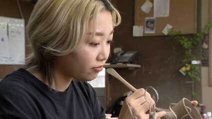 今週末発送可❗️福岡　福智町　上野焼　陶芸家　熊谷氏作　花器 出産した友人の幸せ願い、上野焼でひな人形 若手陶芸家の熊谷