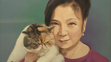 八代亜紀さん絵画　『チワワ』 画家」八代亜紀さんを知る絵画展 遺作の自画像で描いた着物は現物も