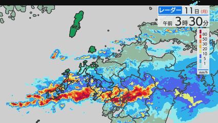 記録的短時間大雨情報】長崎市と島原市で110ミリの猛烈な雨 線状降水帯