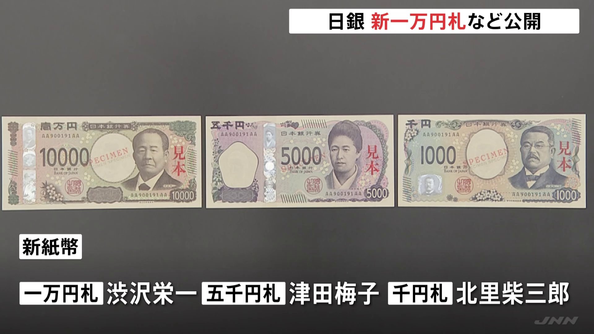 1万円札に渋沢栄一 5000円札に津田梅子 1000円札に北里柴三郎 日銀は新1万円札など公開 ミャクミャクは万博記念硬貨をPR | TBS ...