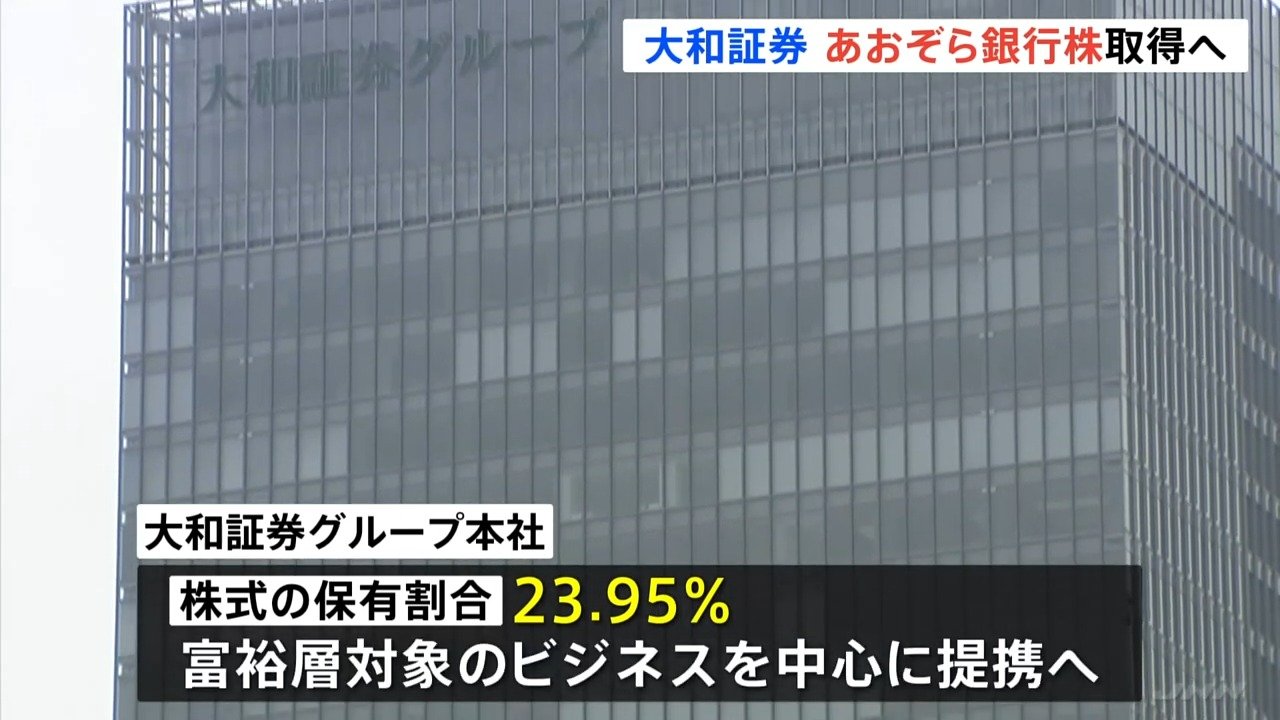 大和証券G本社があおぞら銀行株約280億円を取得へ 旧村上ファンド系から買い取り | TBS NEWS DIG フォトギャラリー